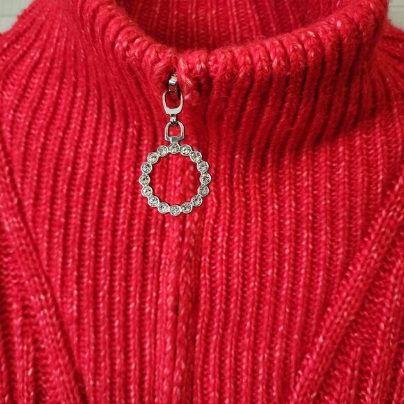 Venus Quarter Zip Sweater Rhinestone Zipper Pull Size XL - Picture 4 of 8